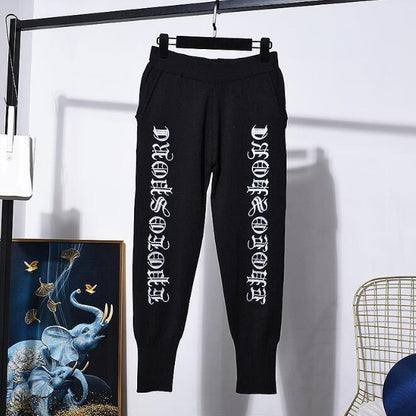 Damen Strick-Set mit Adler-Stickerei, inklusive Pullover und Hose, aus weichem Material, von eprolo, modisches 2-teiliges Hosen-Set