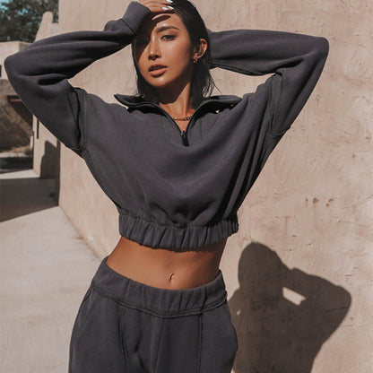 Damen-Sport-Hoodie-Set von eprolo mit Kapuzenpullover und Hose, bequemer Trainingsanzug aus weichem Material.
