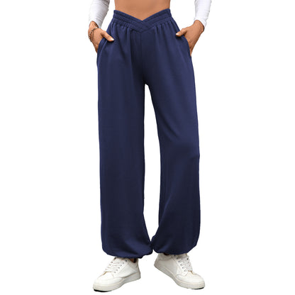 Damen-Weite-Hose von eprolo mit elastischem Bund, lockerer Passform und Taschen, ideal für Komfort und stilvollen Alltag.