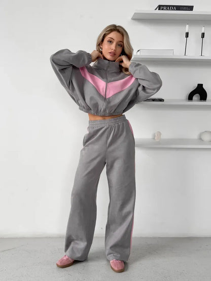 Damen-Sporthose von eprolo, elastisch, für Training, Teil des 2-teiligen Premium Zipper Sport-Sets mit Langarmjacke