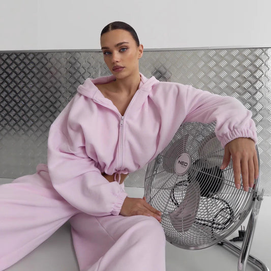 Premium Hooded Cardigan Set Damen 2-teilig – Solid Color Langarm Strickjacke & Elastische Hose - Sportswear Iron Monkey 23