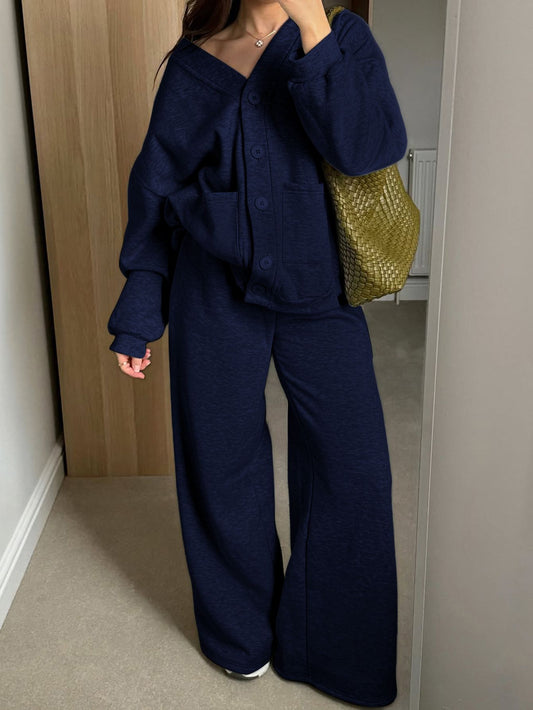 Premium Button-Down Hoodie-Set Damen 2-teilig – Casual Kapuzenpullover & Hose Trainingsanzug - Sportswear Iron Monkey 23