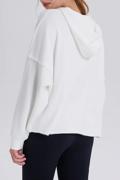 Damen Hoodie von eprolo mit langen Ärmeln, Kapuzen mit Kordelzug und ausgefranstem Saum, bequemes Frayed Hem.
