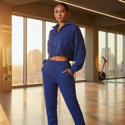 Damen Langarm Zip-Sweater mit Stehkragen von eprolo, sportliches und casual Oberteil, detailreiche Nahaufnahme