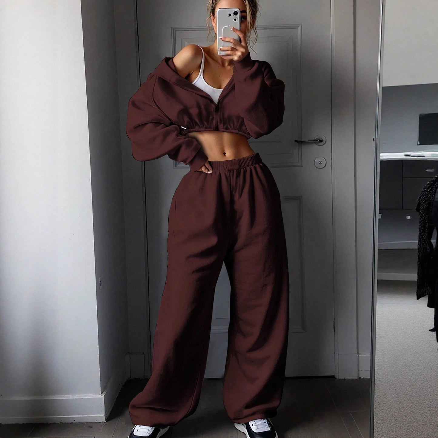 Premium Casual Hoodie-Set Damen 2-teilig – Fashion Sporty Langarm Trainingsanzug Herbst Winter - Sportswear Iron Monkey 23