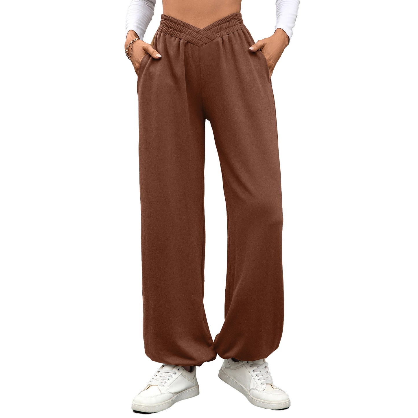 Damen Premium Weite-Hose von eprolo mit lockerer Passform, elastischem Bund und Seitentaschen, bequeme Loose Fit Hose