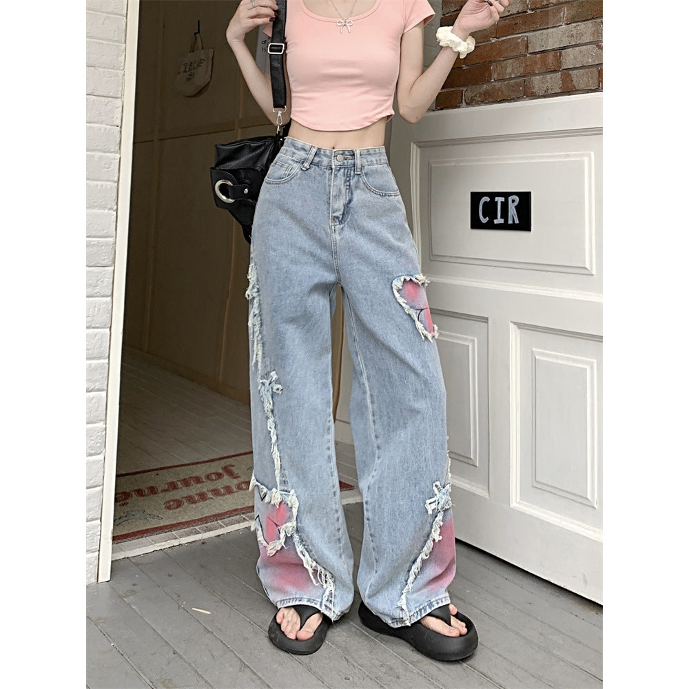 Premium Graffiti Denim Hose Unisex – Retro Wide Leg Jeans mit Streetart-Print - Sportswear Iron Monkey 23