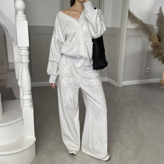 Premium Button-Down Hoodie-Set Damen 2-teilig – Casual Kapuzenpullover & Hose Trainingsanzug - Sportswear Iron Monkey 23