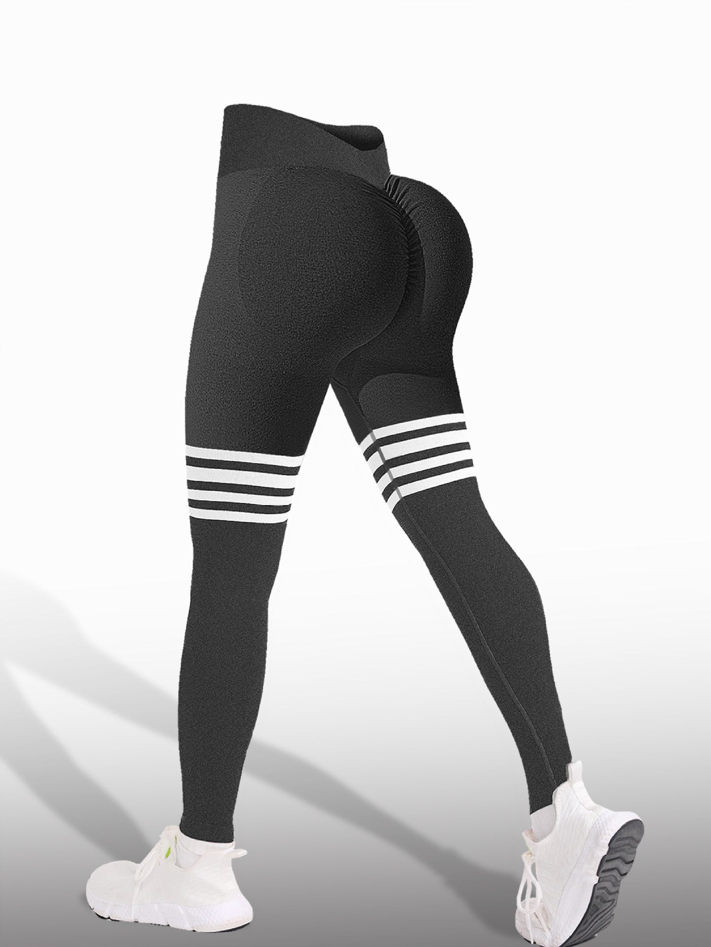 Premium Striped Peach Yoga-Hose Damen – Seamless High-Waist Hip-Lift Fitness Leggings - Sportswear Iron Monkey 23