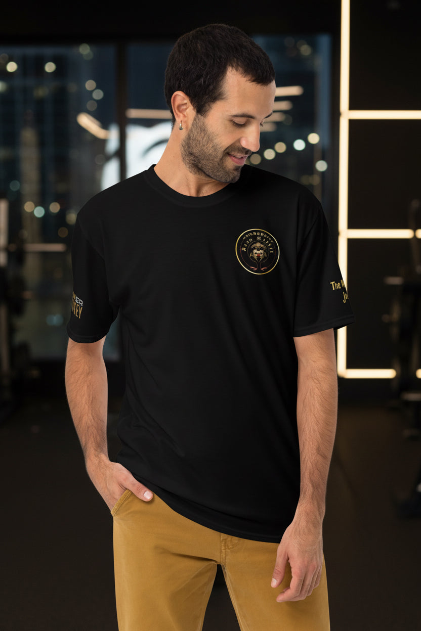 Weißes Herren-T-Shirt mit Allover-Print, 2-Wege-Stretch Baumwoll-Touch, Sportswear Iron Monkey 23, Rundhalsausschnitt