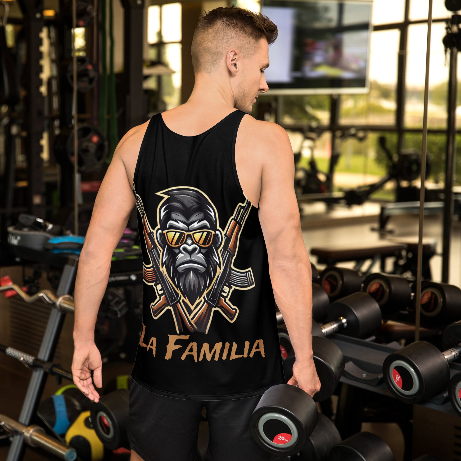 Unisex Tank-Top von Sportswear Iron Monkey 23 mit All-Over-Print, 2-Wege-Stretch, Jersey-Strick, weiße Rückseite