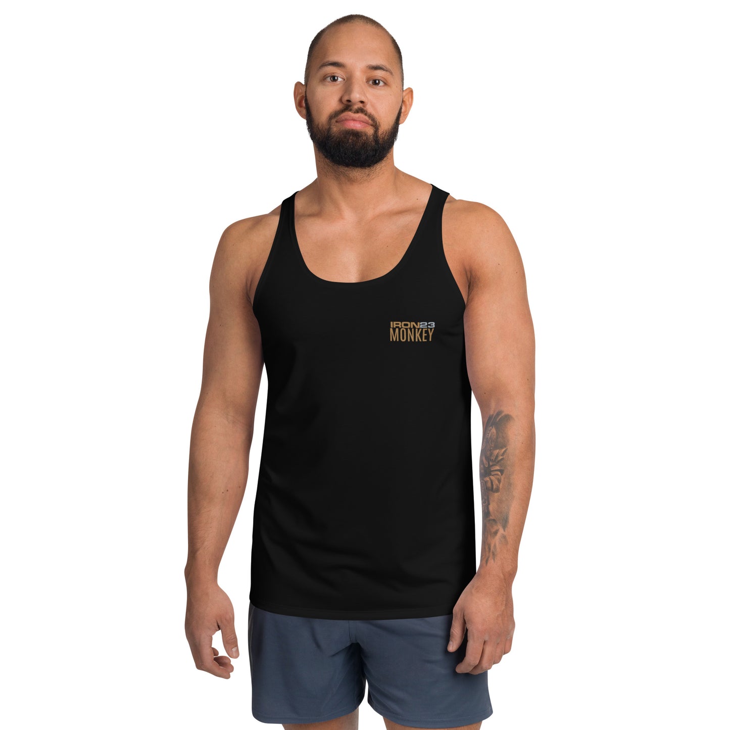 Unisex Tank-Top von Sportswear Iron Monkey 23 mit All-Over-Print, 2-Wege-Stretch, Jersey-Stoff, weiß, vorne sichtbar
