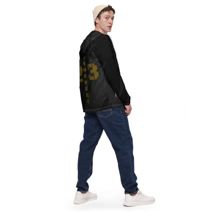 Herren-Windbreaker Jacke von Sportswear Iron Monkey 23 mit All-over-Print in Weiß, Rückenansicht, sportlicher Windschutz für Männer