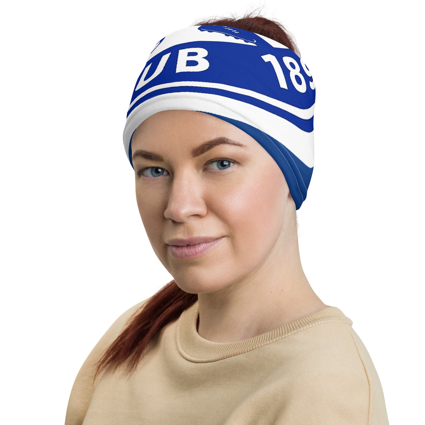 Multifunktionstuch von Sportswear Iron Monkey 23 mit Fanclub Alte Dame 1892 All-over-Print, weiß, Hals- und Gesichtsschutz