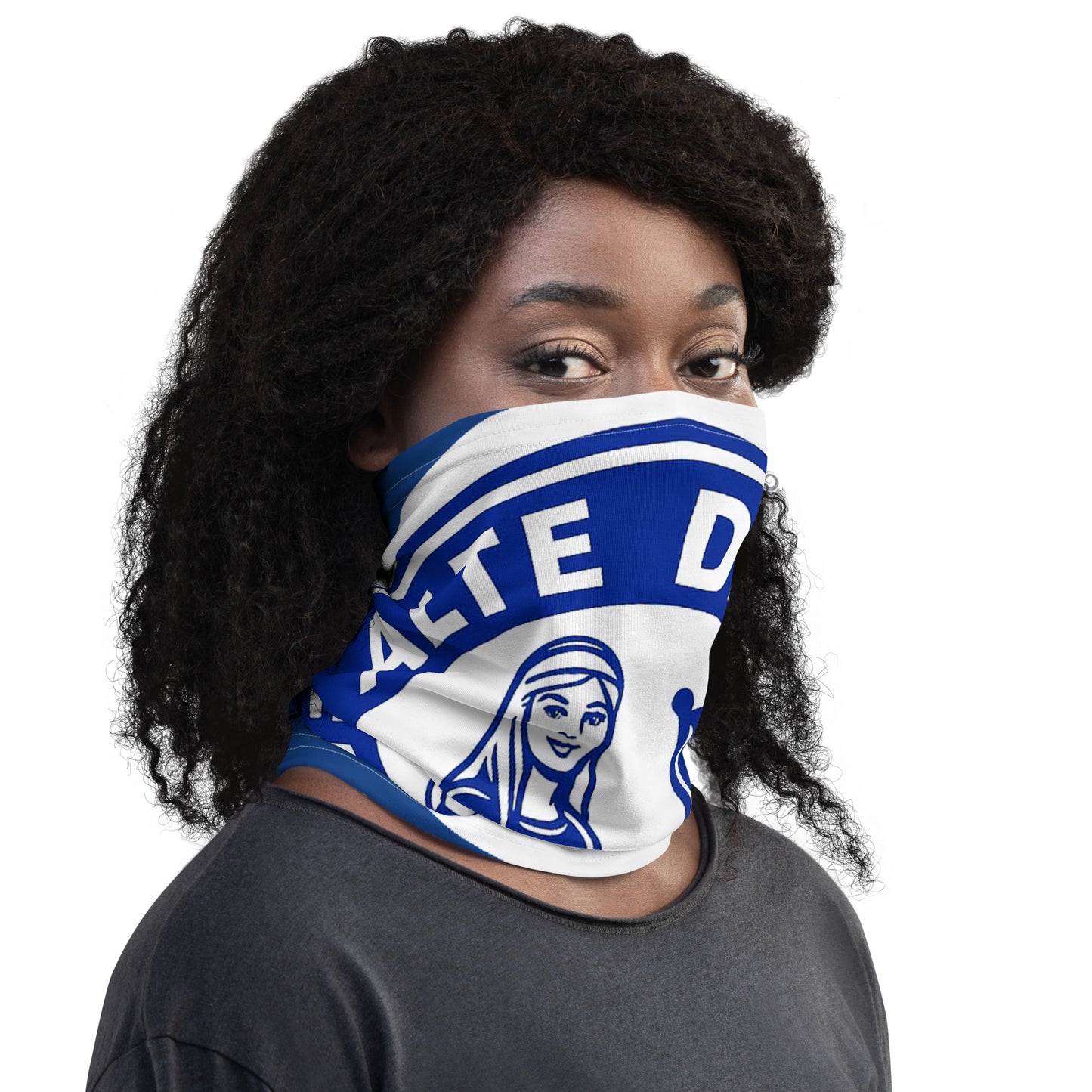 All-Over-Print Multifunktionstuch von Sportswear Iron Monkey 23 im Fanclub Alte Dame 1892 Design, weiß, vielseitiges Accessoire