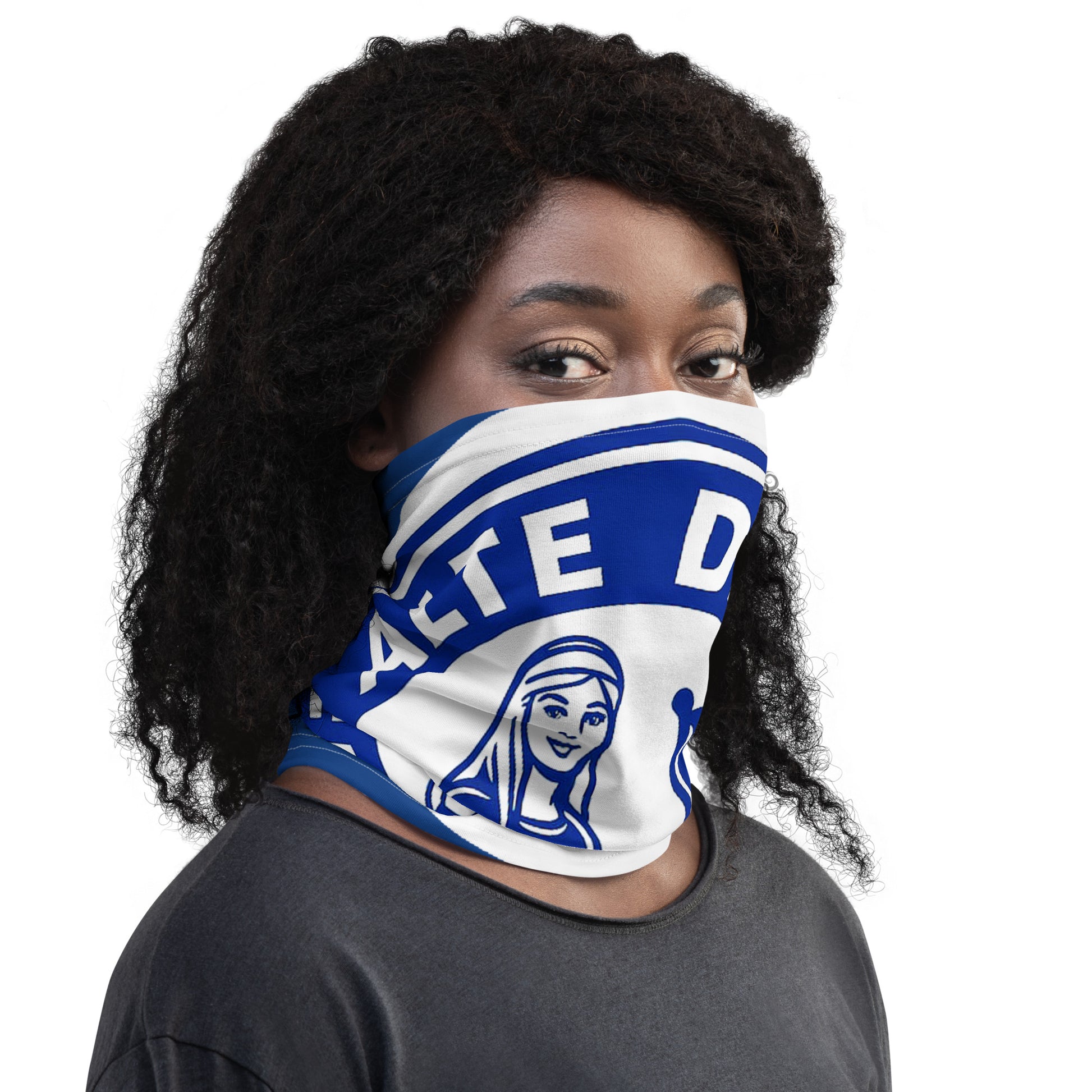 All-Over-Print Multifunktionstuch von Sportswear Iron Monkey 23 im Fanclub Alte Dame 1892 Design, weiß, vielseitiges Accessoire