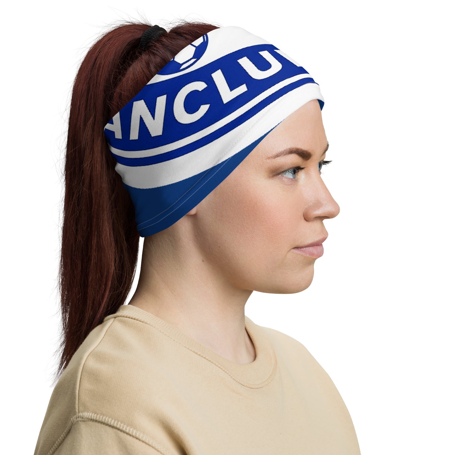 All-over-Print-Schlauchtuch von Sportswear Iron Monkey 23 im Fanclub Alte Dame 1892 Design, weißes Multifunktionstuch als Accessoire