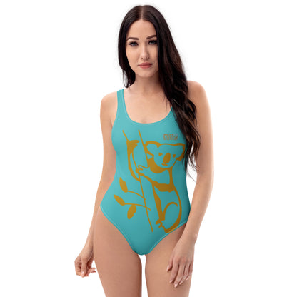 Damen-Einteiler Badeanzug mit All-Over-Print von Sportswear Iron Monkey 23, 4-Wege-Stretch, chlorresistent, weiße Vorderansicht