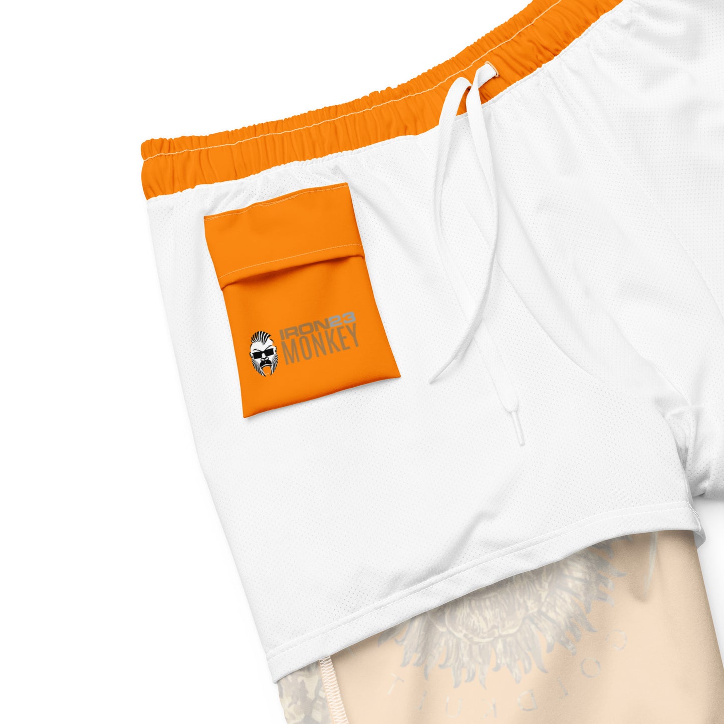 Recycelte Gold Couture Schwimmshorts Neon Edition von Sportswear Iron Monkey 23 mit Allover-Print für Bademode.