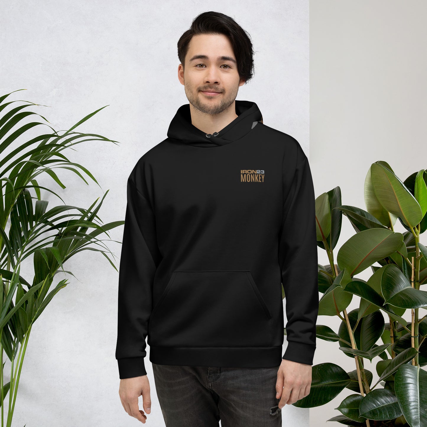 Vikings Premium Unisex Hoodie von Sportswear Iron Monkey 23, weiß mit All-Over-Print, recyceltes Material, fleecige Innenseite