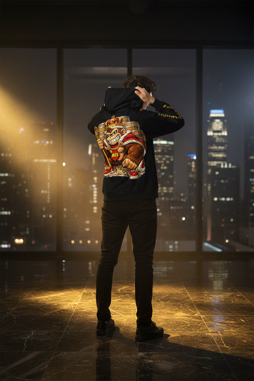 Recycelter Unisex Zip-Hoodie von Sportswear Iron Monkey 23 mit All-over-Print, weiß, umweltfreundlich, aus recycelten Materialien gefertigt.