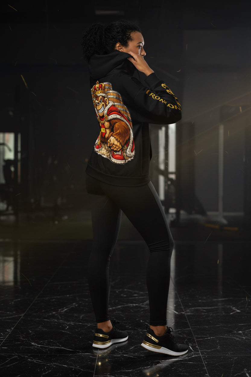 Recycelter Unisex Zip-Hoodie von Sportswear Iron Monkey 23 mit Allover-Print, umweltfreundlich, weiß, Rückenansicht