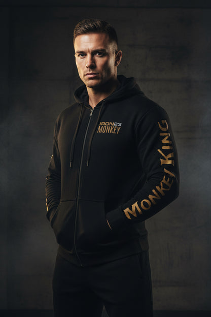 Recycelter Unisex Zip-Hoodie von Sportswear Iron Monkey 23 mit All-Over-Print, weiß, umweltfreundlich und nachhaltig hergestellt.