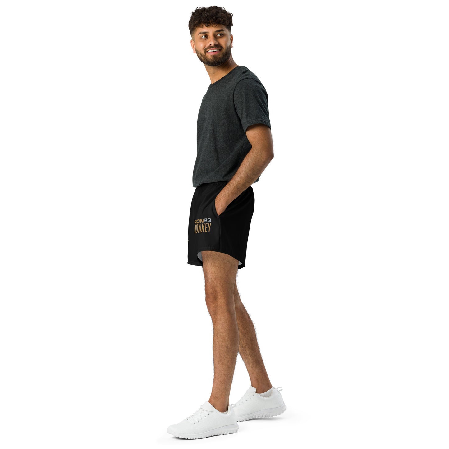 Sportliche Unisex-Shorts von Sportswear Iron Monkey 23 mit Allover-Print, schnelltrocknend, recycelt und UV-Schutz UPF50+.