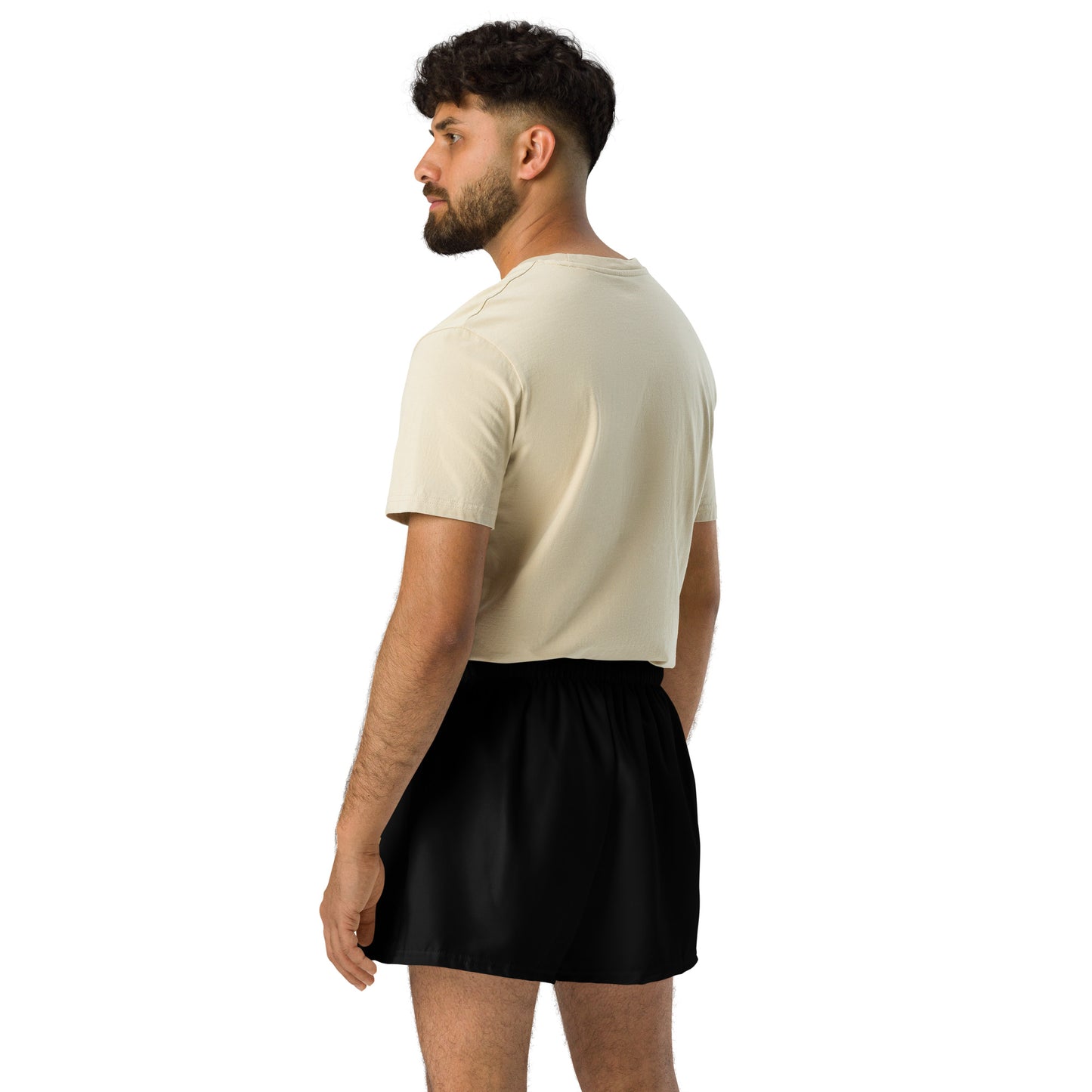 Sportliche Unisex-Shorts von Sportswear Iron Monkey 23 mit Allover-Print, schnelltrocknend und mit UPF50+ Sonnenschutz, weiße Rückansicht