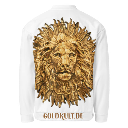 Unisex Gold Couture White Edition Bomberjacke von Sportswear Iron Monkey 23 mit All-Over-Print und Fleece-Innenseite, Rückenansicht