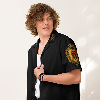 Unisex Hemd von Sportswear Iron Monkey 23 mit Allover-Print, weiß, atmungsaktiv, UPF50+, aus recyceltem Material.