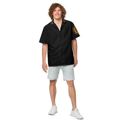 Unisex Hemd von Sportswear Iron Monkey 23 mit Allover-Print, atmungsaktiv, recyceltes Material, weiß, mit Knopfleiste und UV-Schutz.