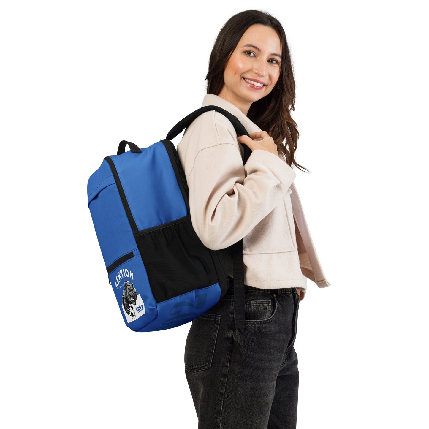 Schwarzer Allzweck-Rucksack der Marke Sportswear Iron Monkey 23 mit All-over-Print, seitliche Ansicht