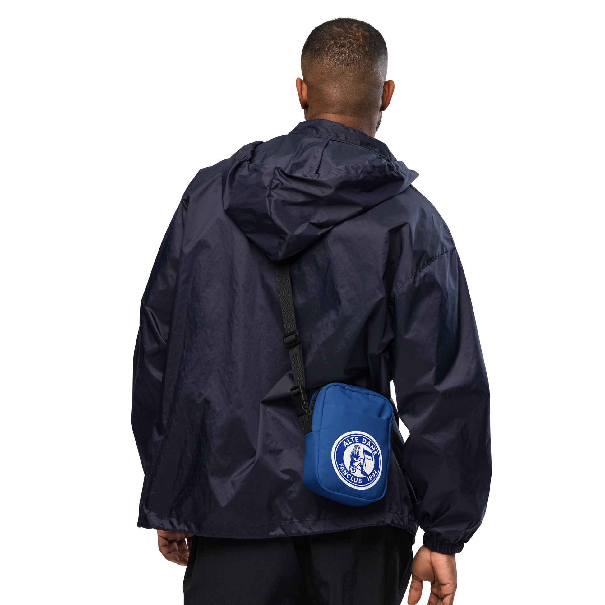 Allround-Umhängetasche von Sportswear Iron Monkey 23 mit Fanclub Alte Dame 1892 Allover-Print, weiße Crossbody-Tasche
