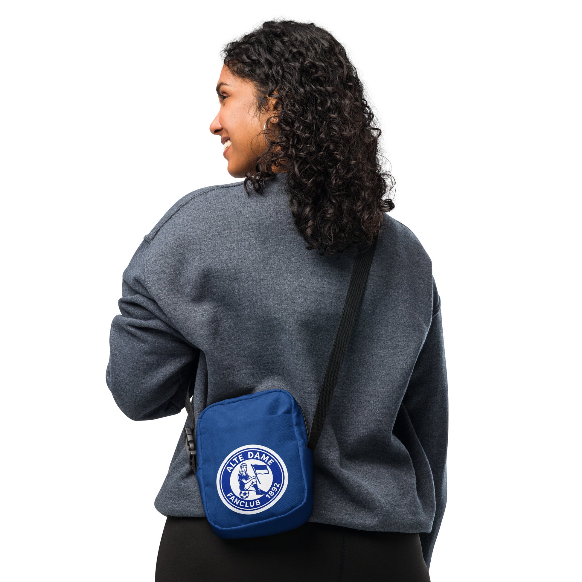 Nützliche Umhängetasche mit All-over-Print und Fanclub Alte Dame 1892 Design, Sportswear Iron Monkey 23, weiße Crossbody-Bag