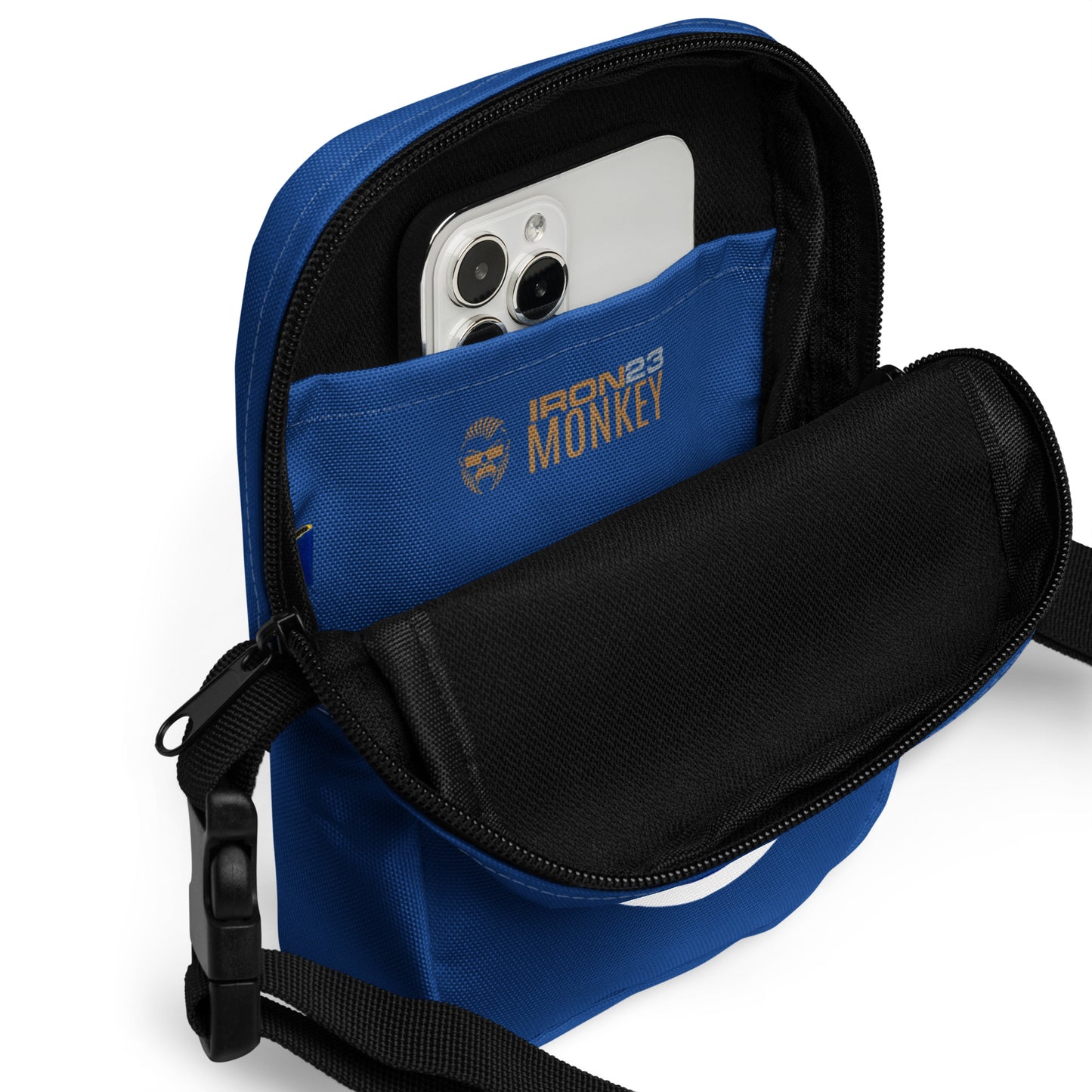 Nützliche Umhängetasche von Sportswear Iron Monkey 23 mit All-Over-Print, praktische Crossbody-Tasche für Fanclub Alte Dame 1892.