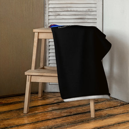 Schwarzes FunMusik Records Handtuch aus Baumwolle mit Allover Sublimationsdruck, ideal als Bademode Accessoire, Sportswear Iron Monkey 23
