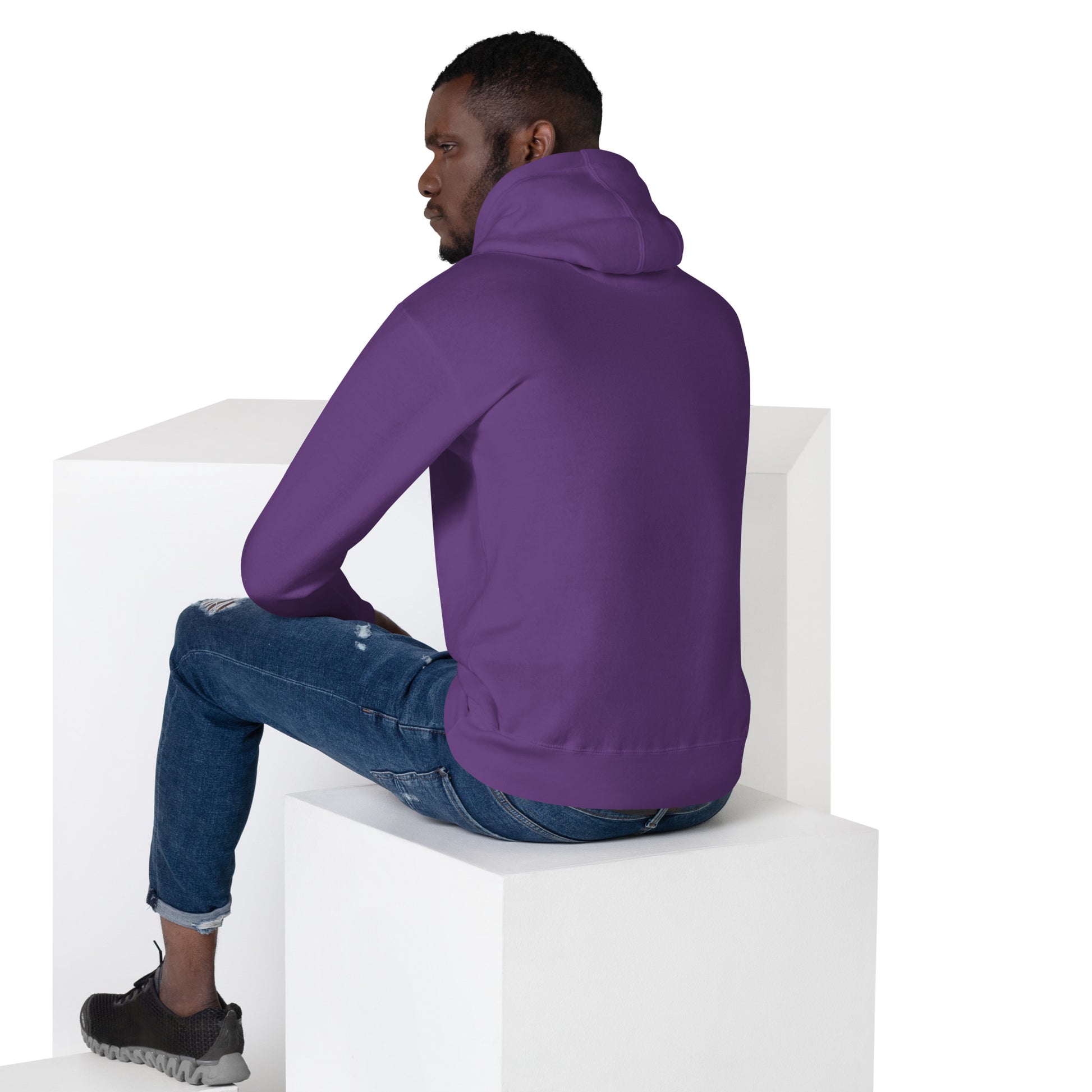 Unisex SoftTouch Premium Kapuzenpullover aus 100% Baumwolle in Lila, Rückansicht, von Sportswear Iron Monkey 23