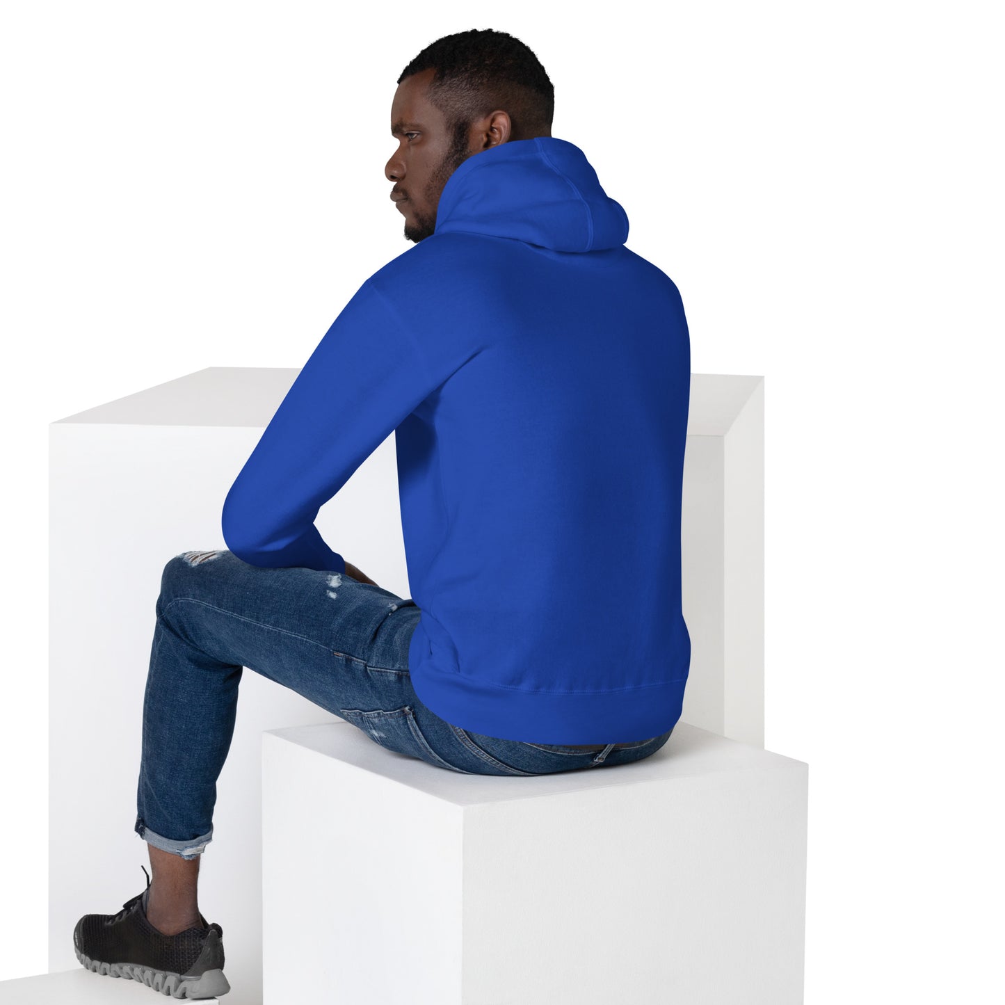 Unisex SoftTouch Premium Hoodie aus 100% Baumwolle von Sportswear Iron Monkey 23, mit Team Royal Rücken-Design.