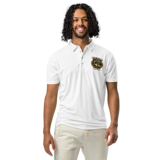 Schmal geschnittenes Herren-Polo-Shirt von Sportswear Iron Monkey 23 mit All-over-Print in Weiß, Vorderansicht