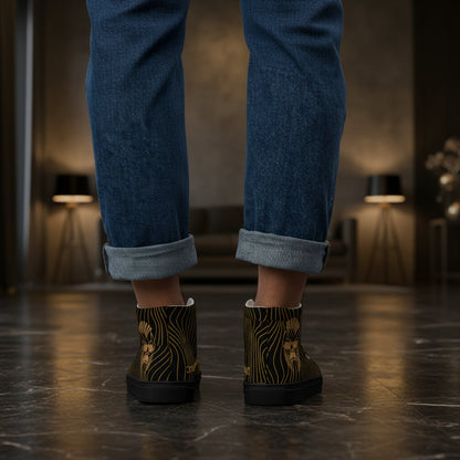 Herren High-Top Canvas Sneaker von Sportswear Iron Monkey 23, handgefertigt, mit schwarzer Oberfläche und EVA-Sohle.
