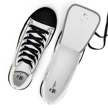 Schwarze High-Top Leinenschuhe von Sportswear Iron Monkey 23, handgefertigte Canvas Sneakers für Herren mit Branding.