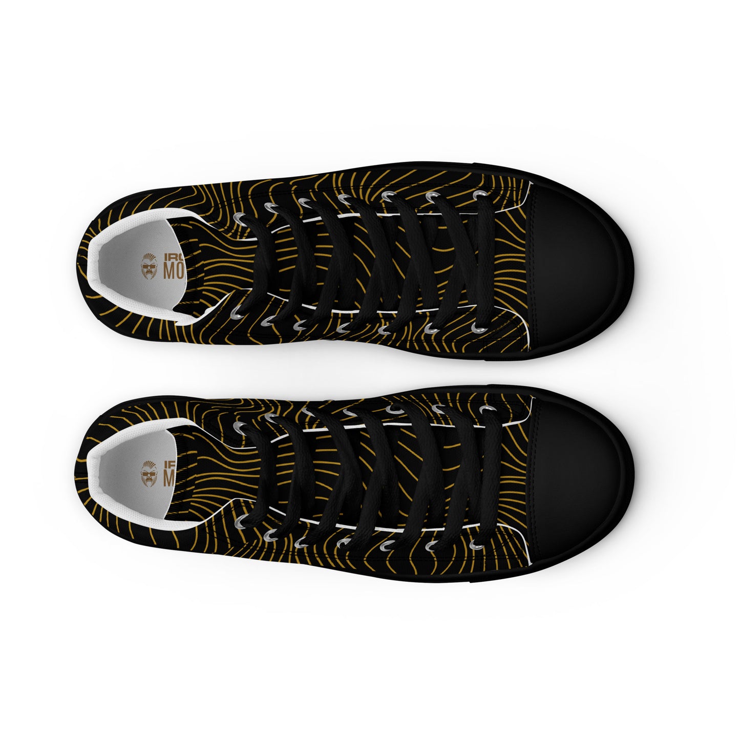 Herren High-Top Canvas Sneaker von Sportswear Iron Monkey 23, handgefertigt mit schwarzer EVA-Sohle, vorne sichtbar.