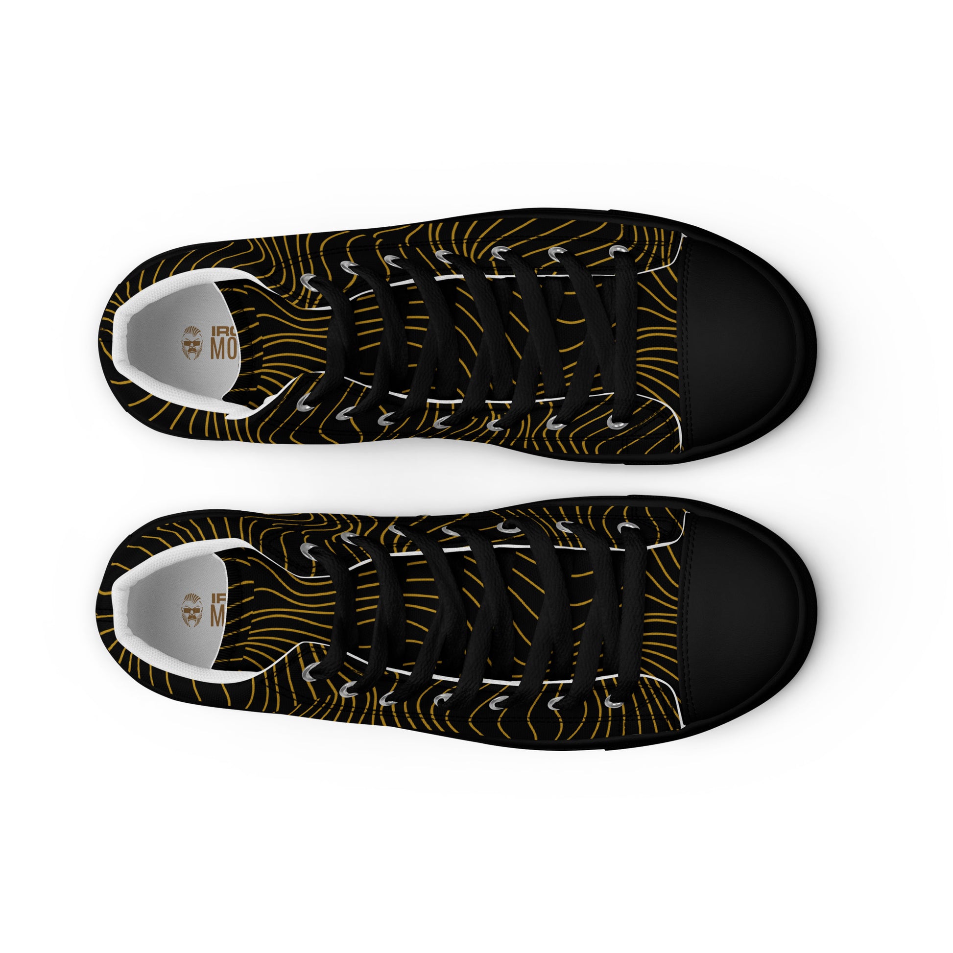 Herren High-Top Canvas Sneaker von Sportswear Iron Monkey 23, handgefertigt mit schwarzer EVA-Sohle, vorne sichtbar.