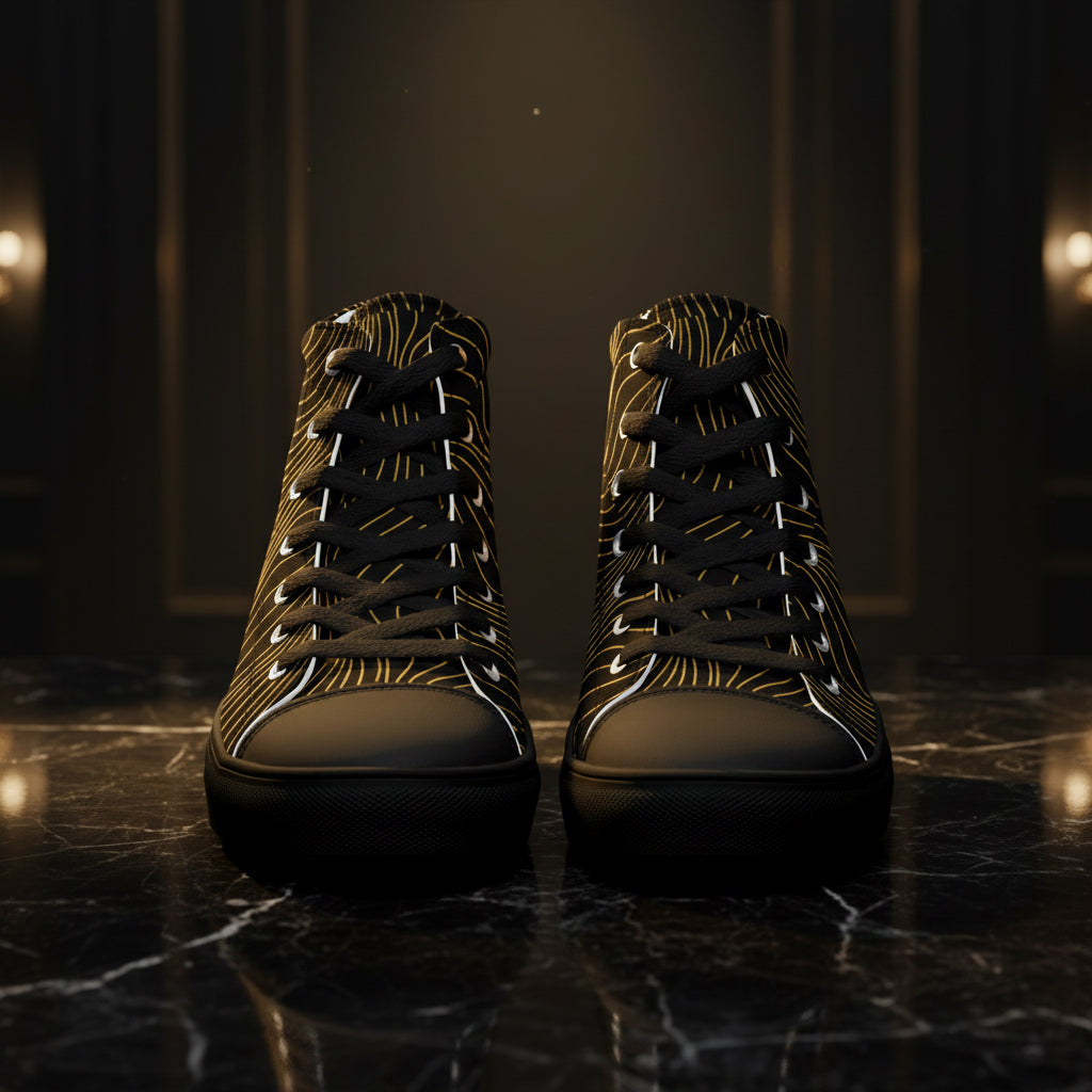 Herren High-Top Canvas Sneaker von Sportswear Iron Monkey 23, handgefertigt mit schwarzer EVA-Sohle, vorderansicht