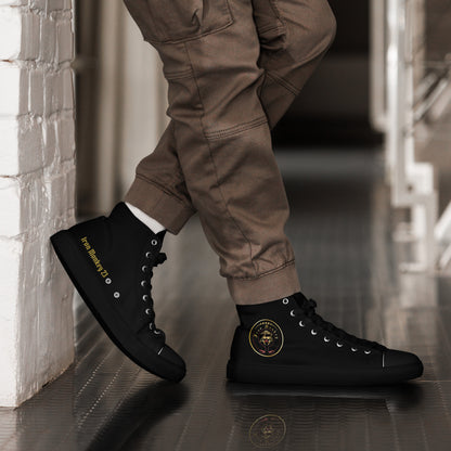Herren High-Top Canvas Sneakers von Sportswear Iron Monkey 23, schwarze handgefertigte Turnschuhe mit EVA-Sohle.
