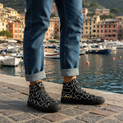 Herren High-Top Canvas Sneaker von Sportswear Iron Monkey 23 in Schwarz und Weiß mit EVA-Sohle, rechte Seite, modisch und bequem.