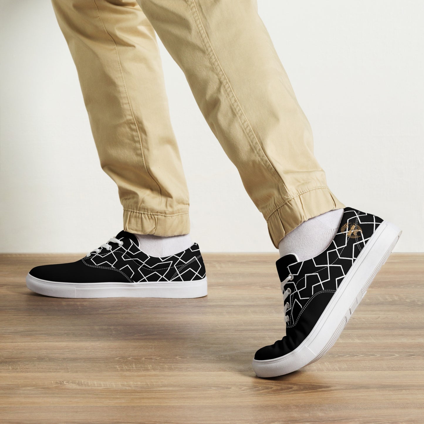 Herren Canvas Schuhe von Sportswear Iron Monkey 23, weiße Schnürschuhe mit EVA-Sohle und atmungsaktivem Leinenmaterial