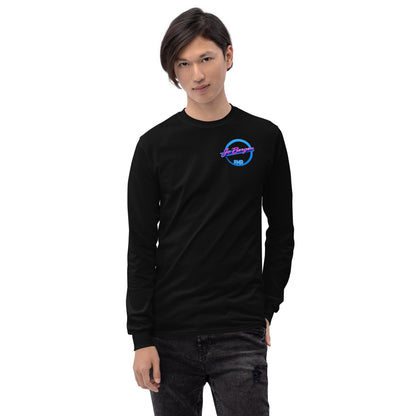 Schwarzes Langarmshirt von Sportswear Iron Monkey 23, aus 100% Baumwolle Jersey, klassische Passform, Frontansicht für Männer