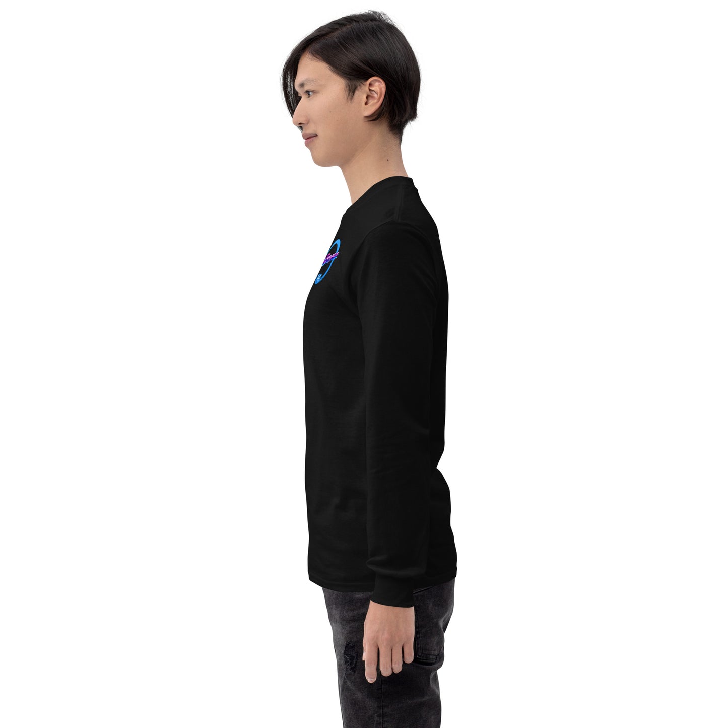 Schwarzes Langarmshirt von Sportswear Iron Monkey 23, aus 100% Baumwolle Jersey, klassische Passform, für Herren.